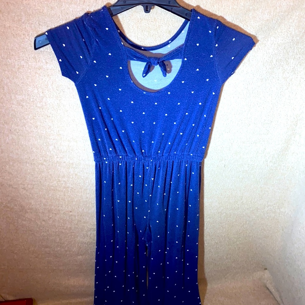 Kids girls blue romper size 8. Lightly worn